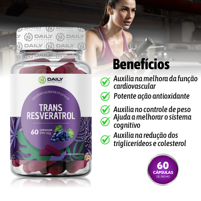 Suplemento Trans Resveratrol 590mg 60 Cápsulas Daily Nutrition
