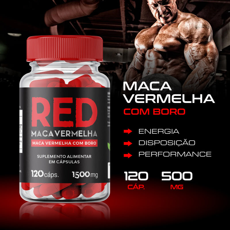 Suplemento Red Maca Vermelha com Boro 1500mg 120 Cápsulas!
