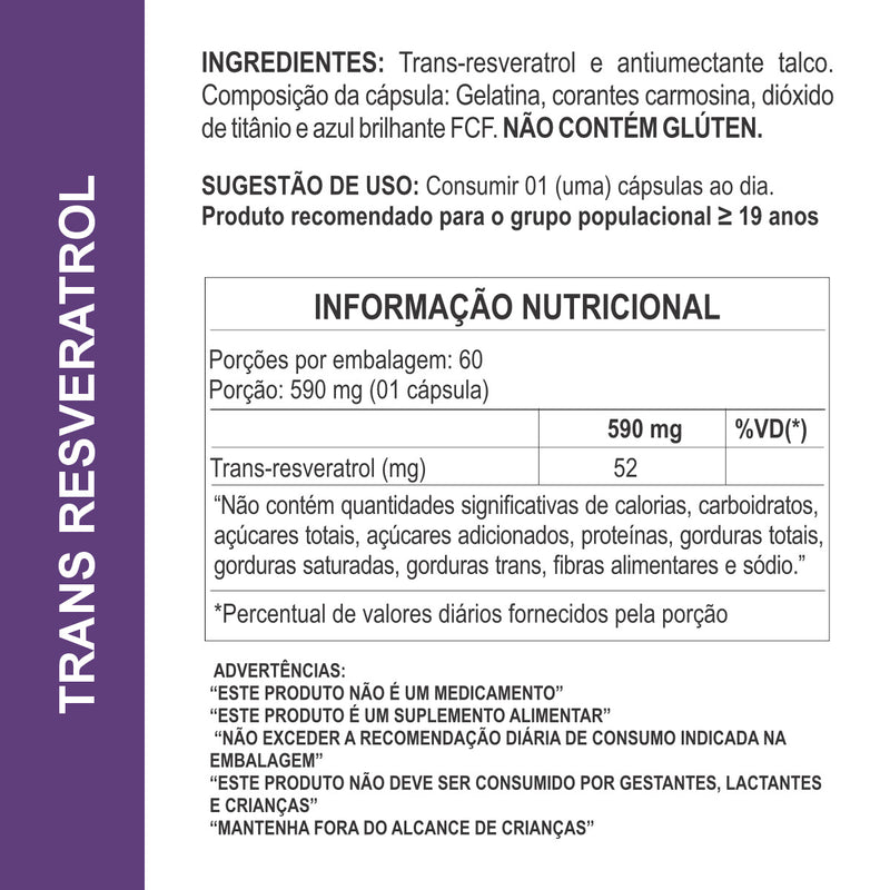 Suplemento Trans Resveratrol 590mg 60 Cápsulas Daily Nutrition