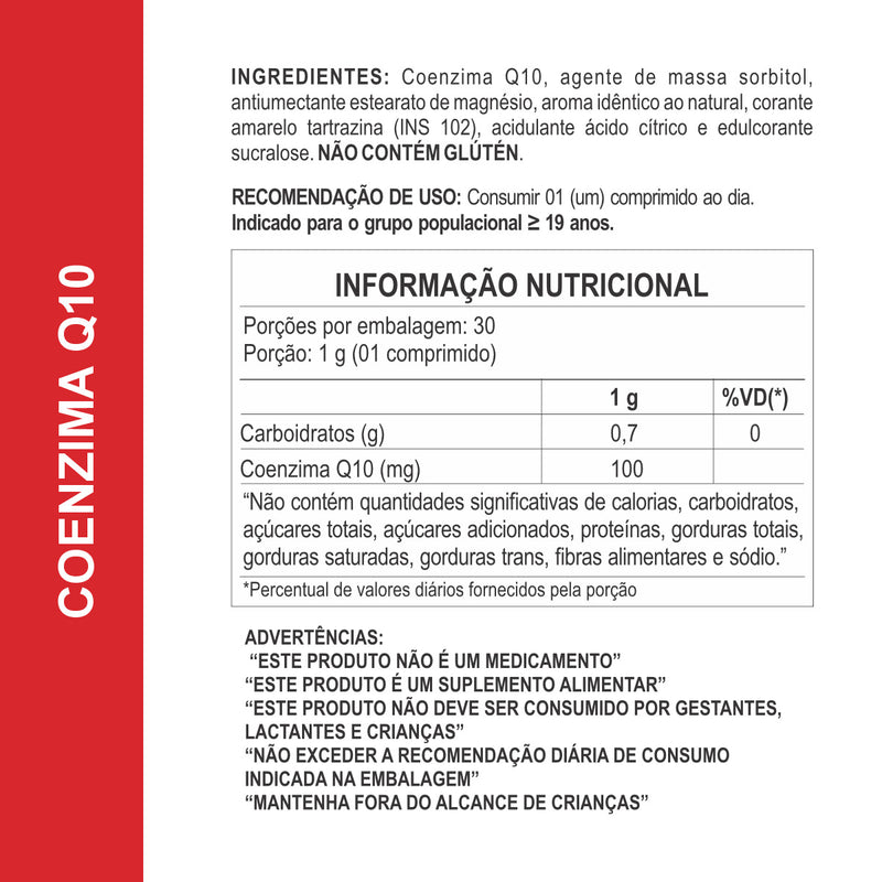 Suplemento Coenzima Q10 Mastigável 1000mg 30 Comprimidos Daily Nutrition
