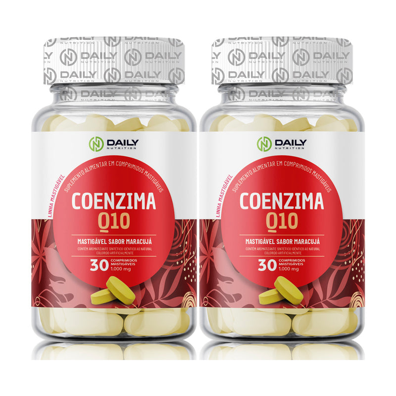 2 Suplementos Coenzima Q10 Mastigável 1000mg 30 Comprimidos