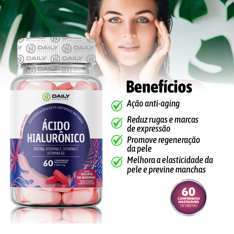 Suplemento Ácido Hialurônico 1000mg 60 Comprimidos Daily Nutrition
