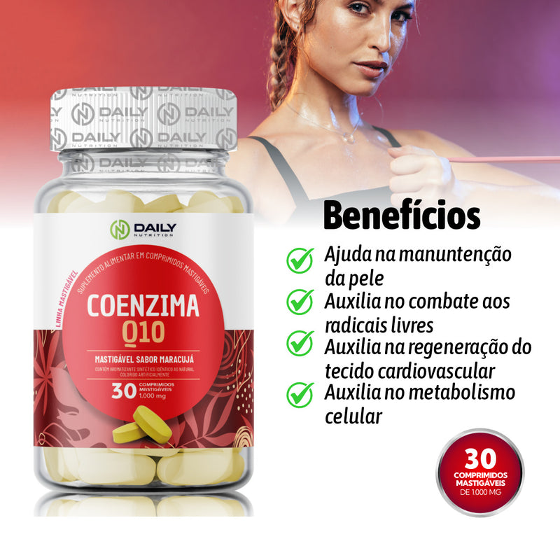 Suplemento Coenzima Q10 Mastigável 1000mg 30 Comprimidos Daily Nutrition