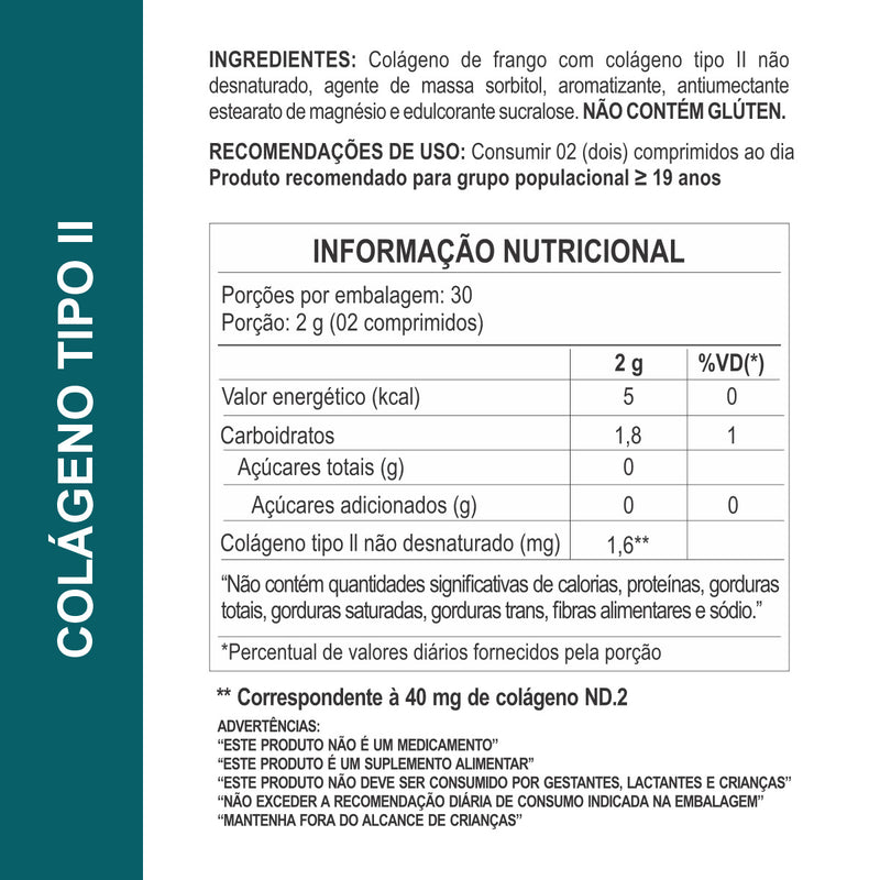 Suplemento Colágeno Tipo 2 Não Desnaturado 1000mg 60 Comprimidos Daily Nutrition