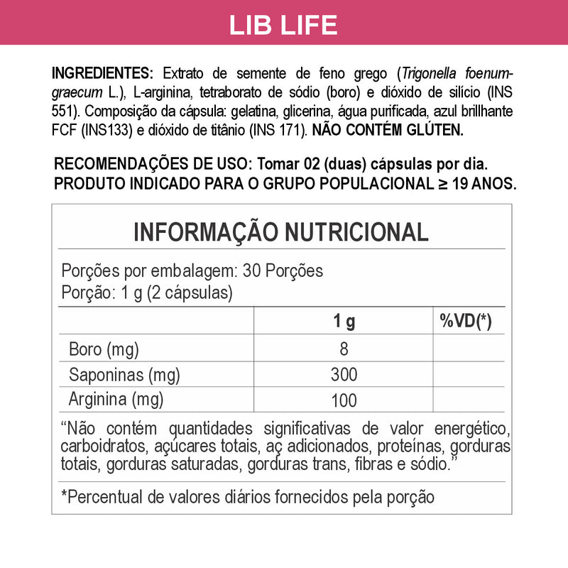 Suplemento Lib Life For Women 500mg 60 Cápsulas Daily Nutrition
