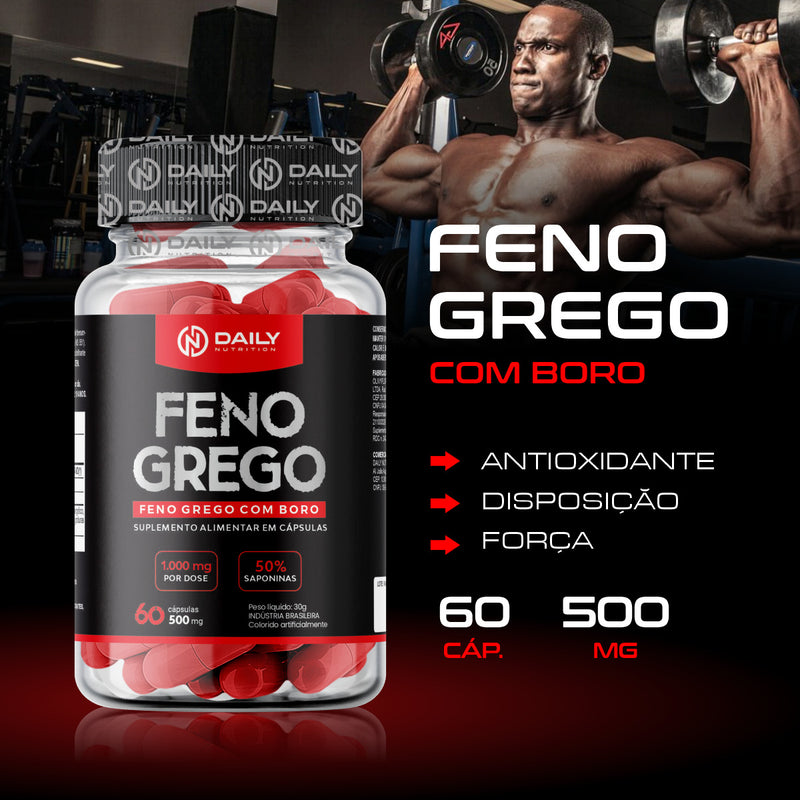 3x Suplementos Feno Grego c/ Boro 500mg 60 Cápsulas Daily Nutrition